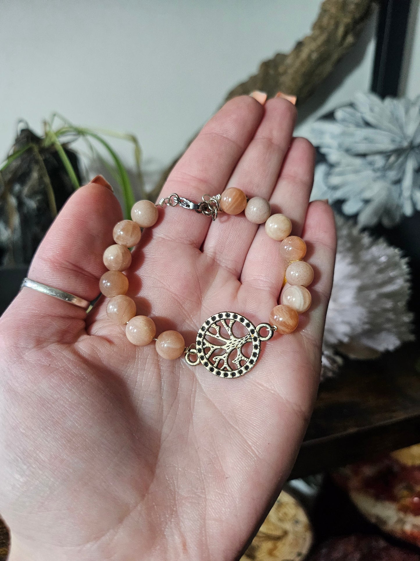 Bracelet en Pierre de Soleil et arbre de vie