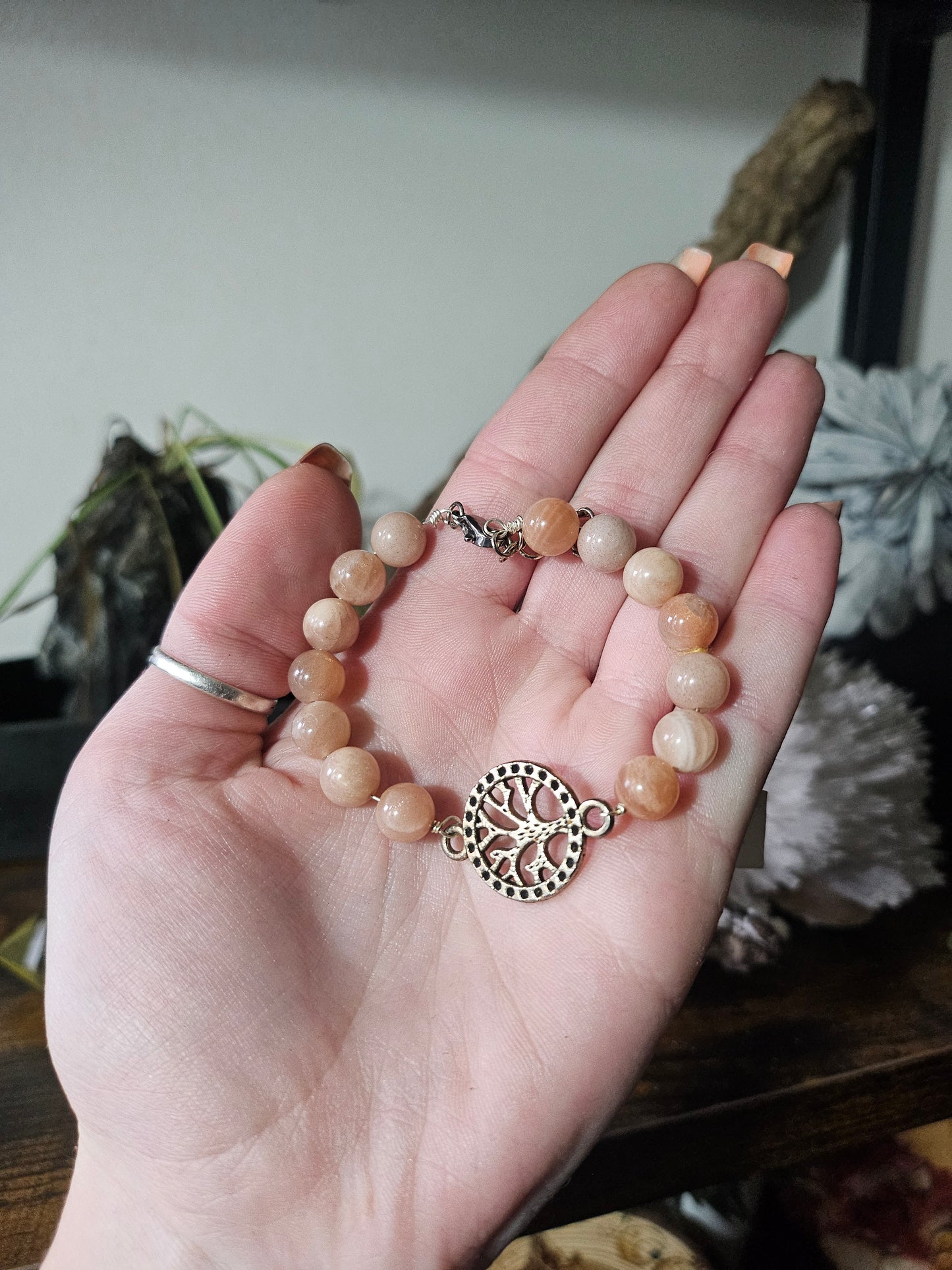 Bracelet en Pierre de Soleil et arbre de vie