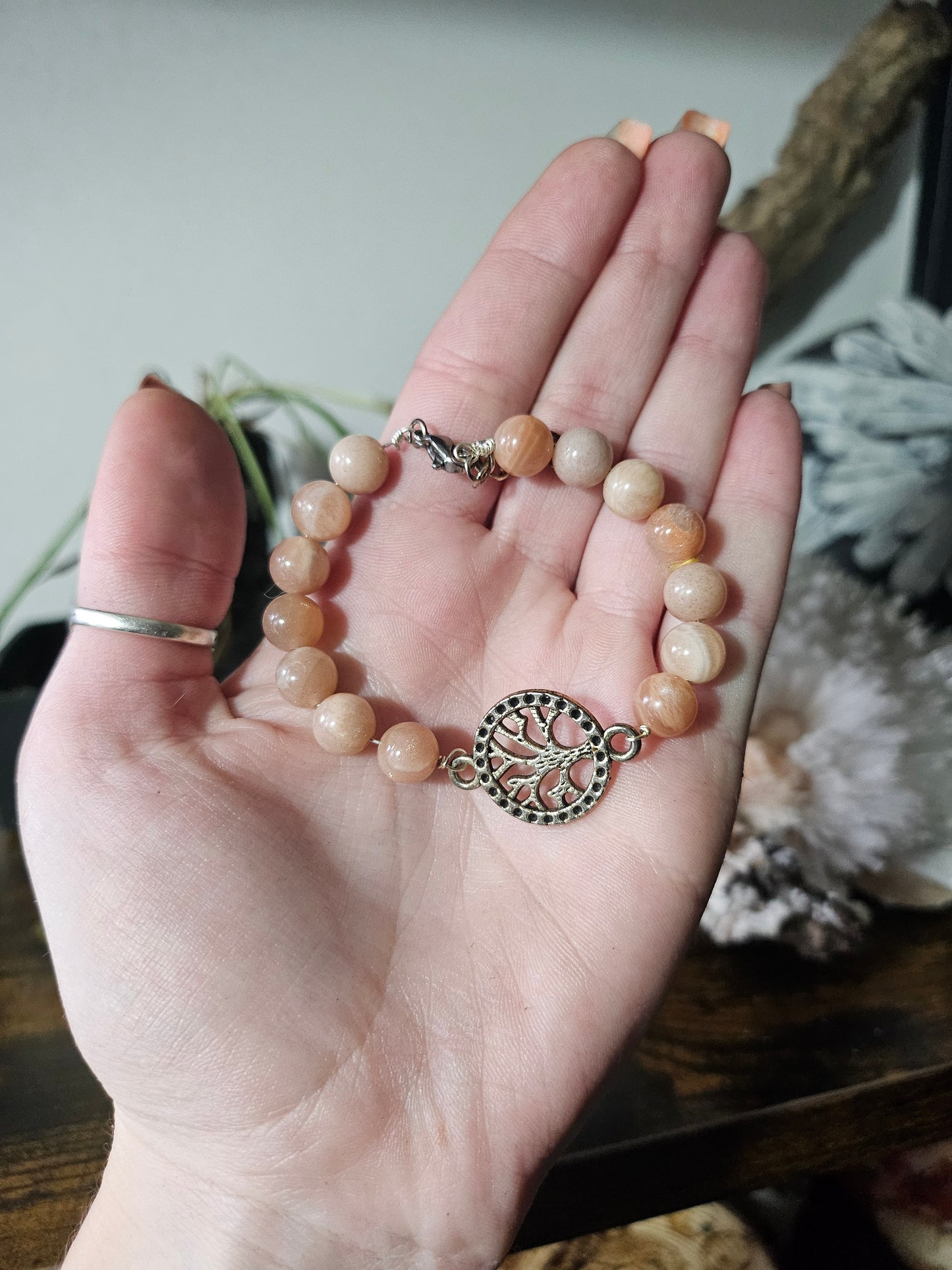 Bracelet en Pierre de Soleil et arbre de vie