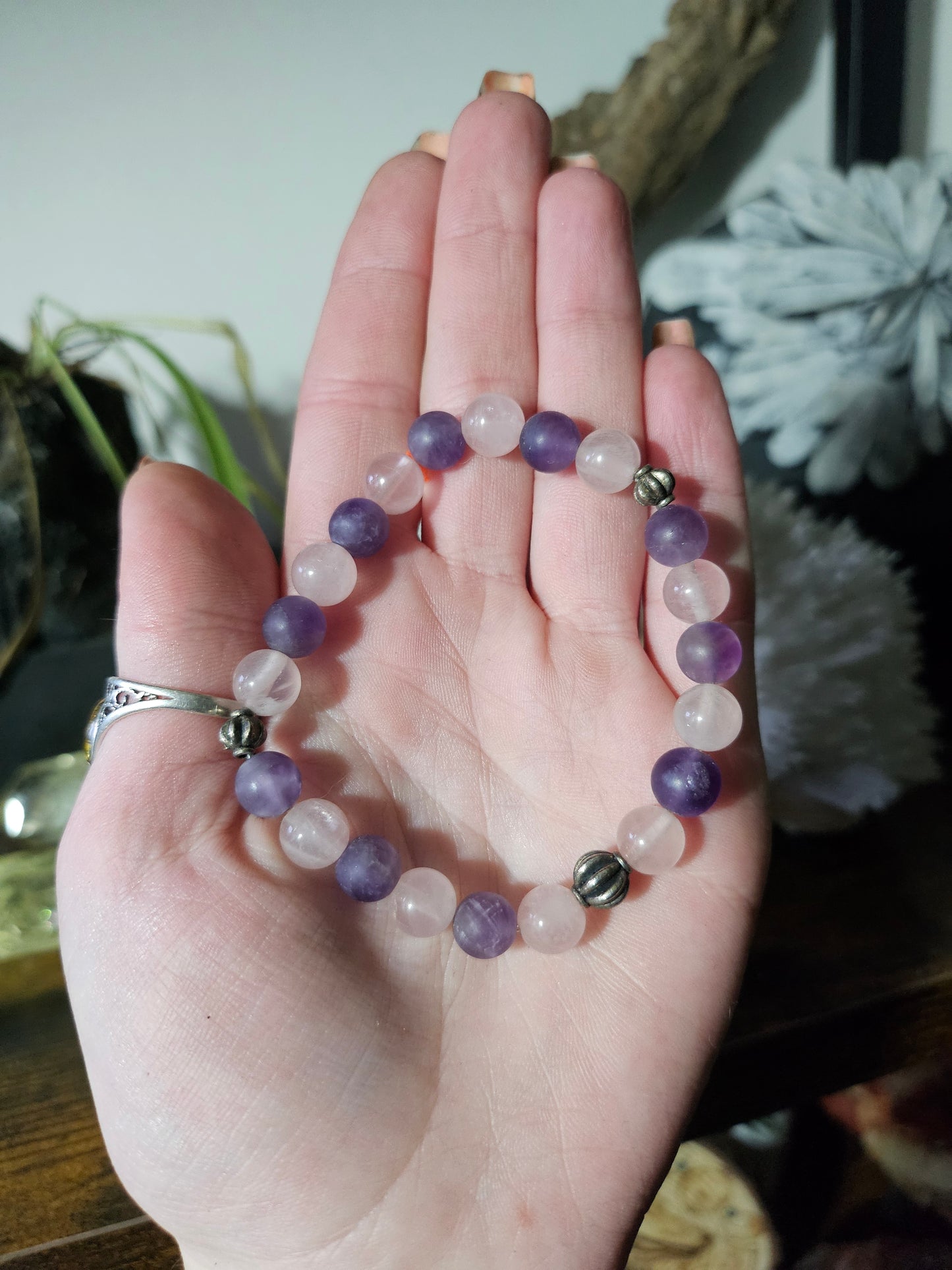 Bracelet en Améthyste et Quartz rose