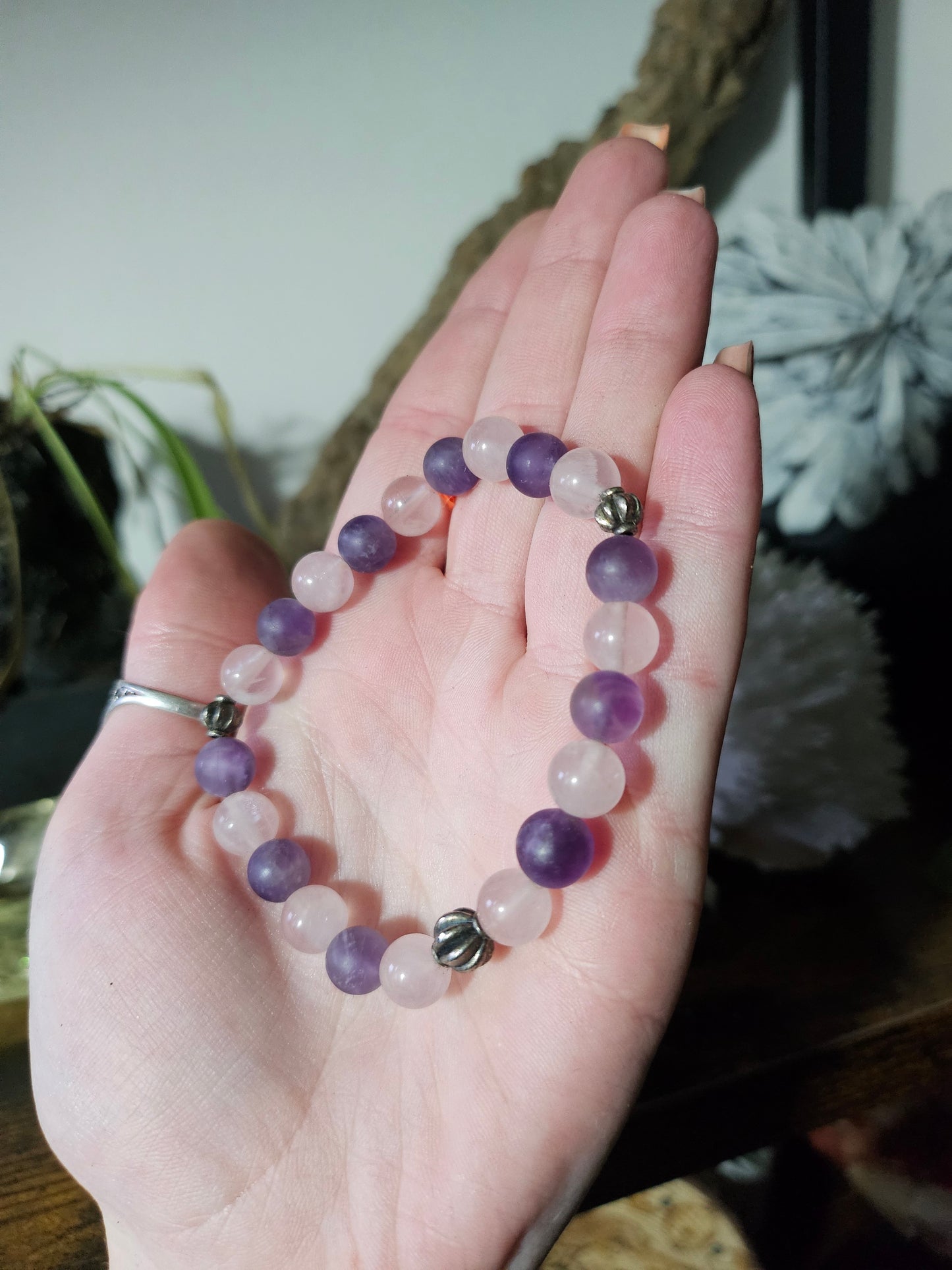 Bracelet en Améthyste et Quartz rose