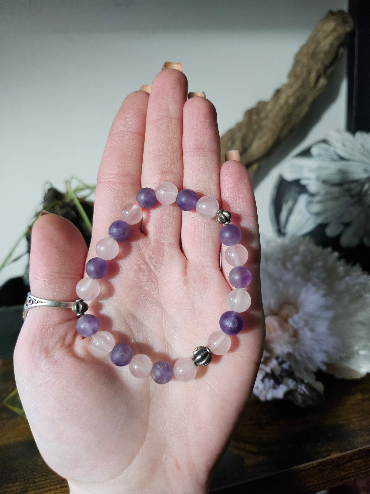 Bracelet en Améthyste et Quartz rose