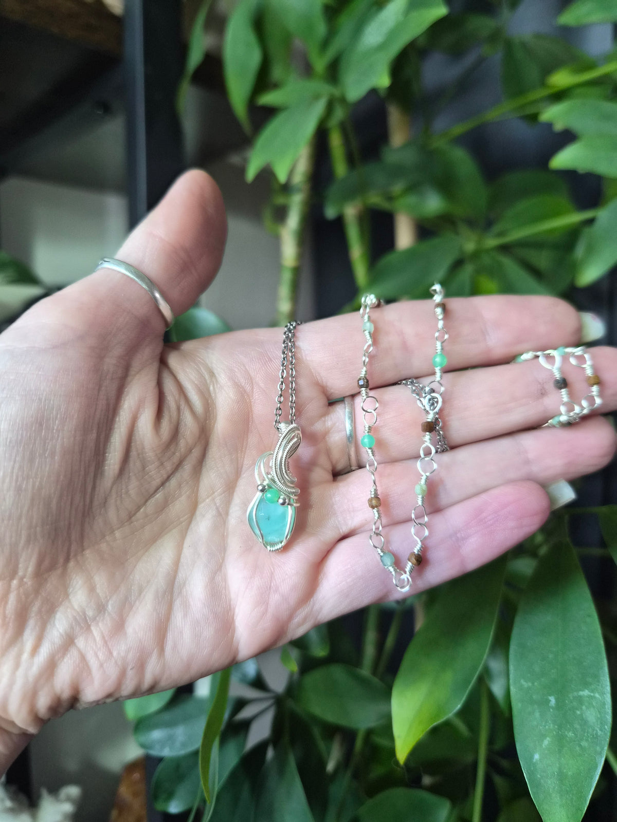 Collier "L'Éveil des Sources" en chrysoprase
