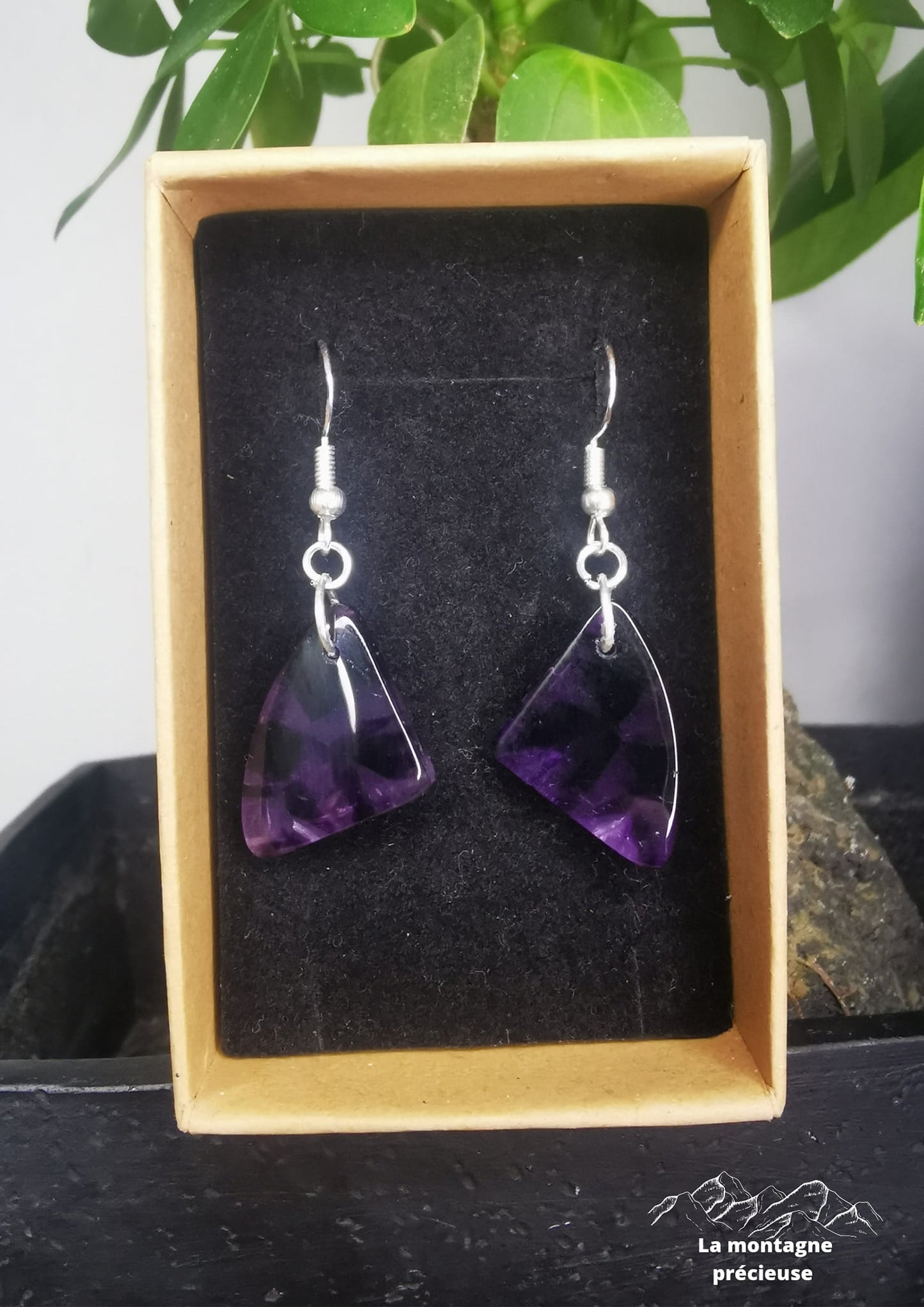 Boucle d'oreille en Améthyste fantôme