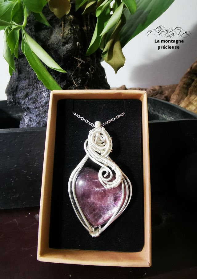 Pendentif cœur en Lépidolite Mica