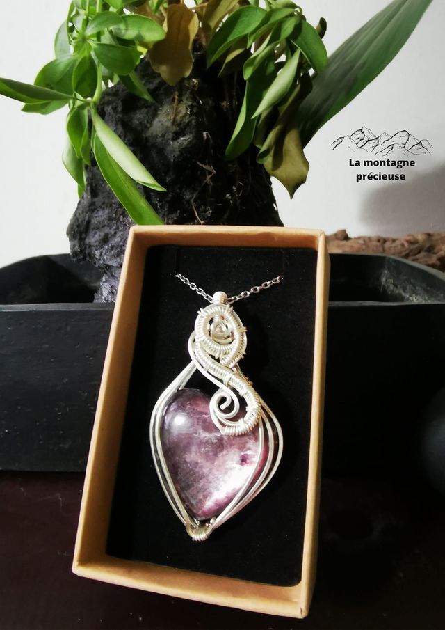 Pendentif cœur en Lépidolite Mica