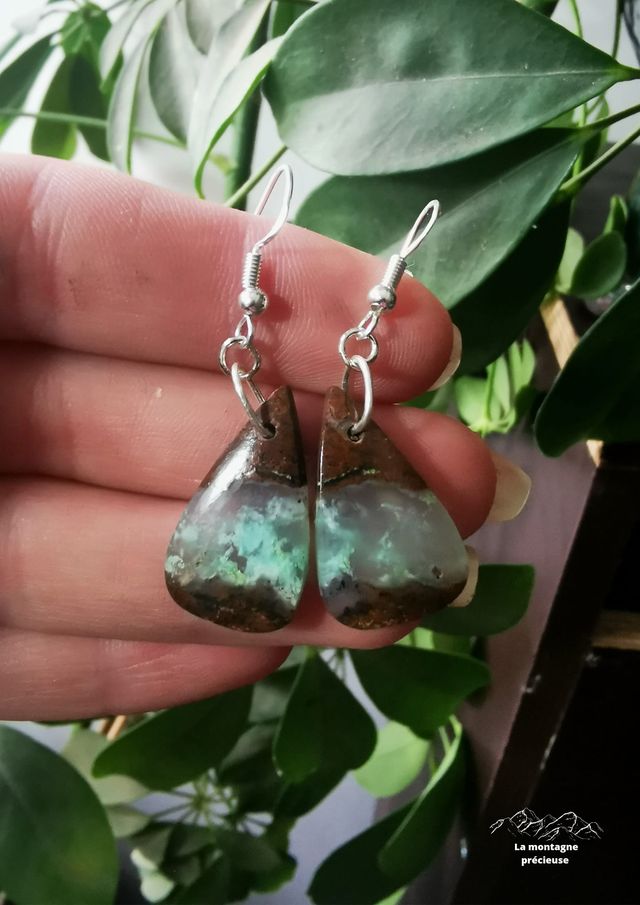 Boucles d'oreilles en Aqua Chrysoprase Boulder
