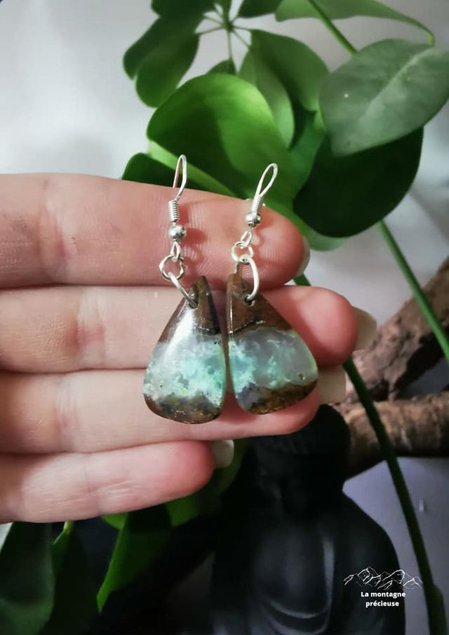 Boucles d'oreilles en Aqua Chrysoprase Boulder