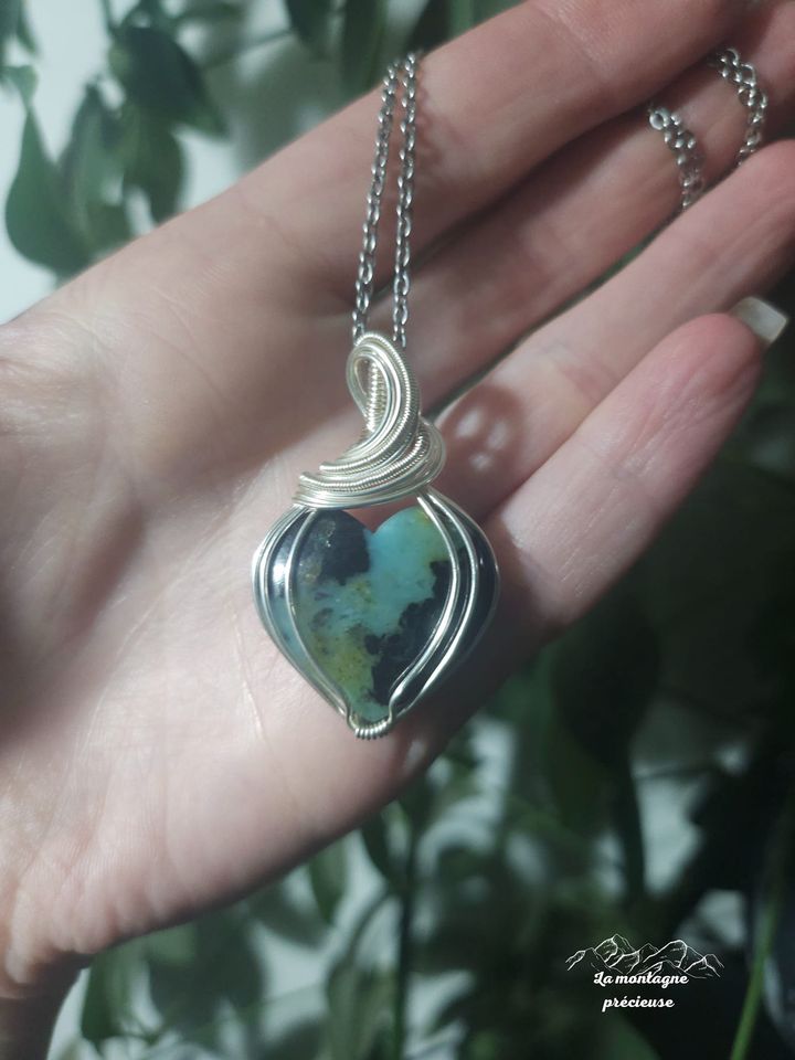 Pendentif cœur en Opale Péruvienne