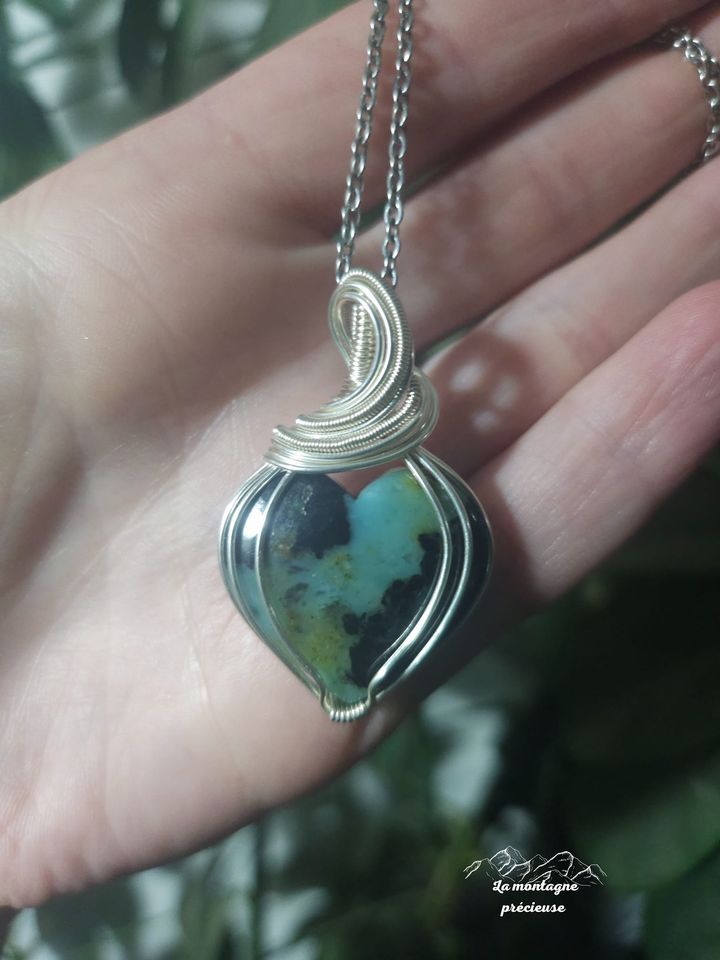 Pendentif cœur en Opale Péruvienne