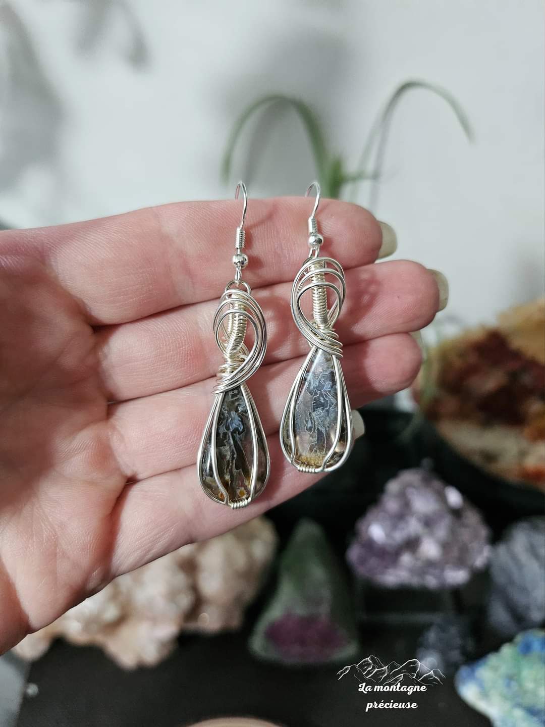 Boucles d'oreilles en agate tube