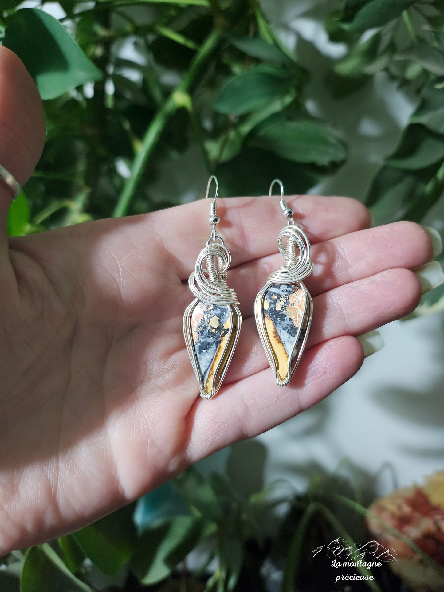 Boucles d'oreilles en Jaspe maligano