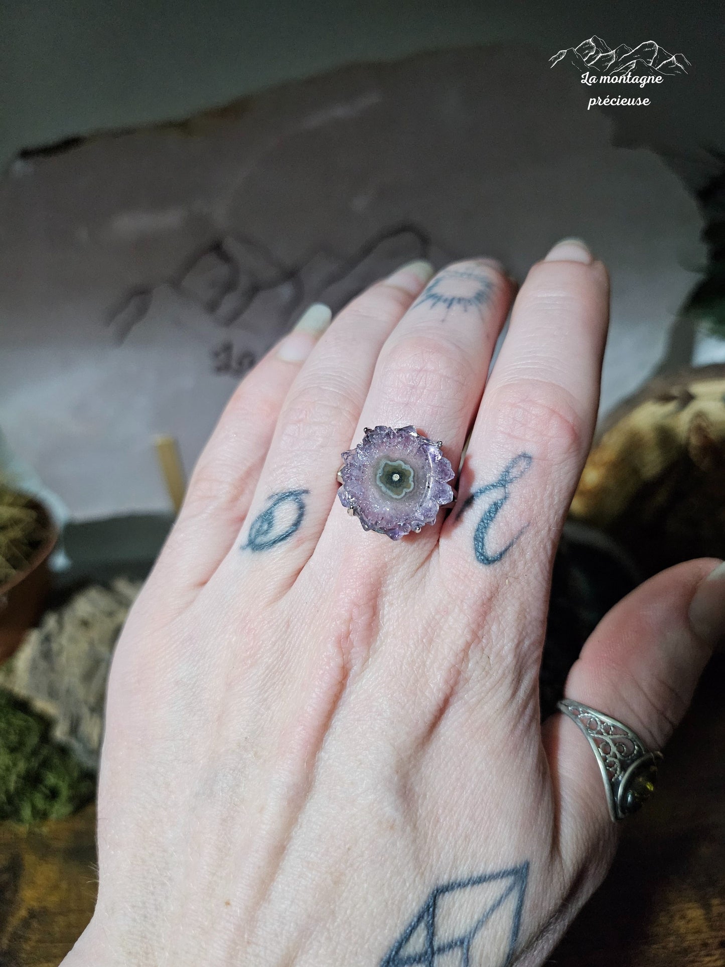 Bague en Améthyste stalactite