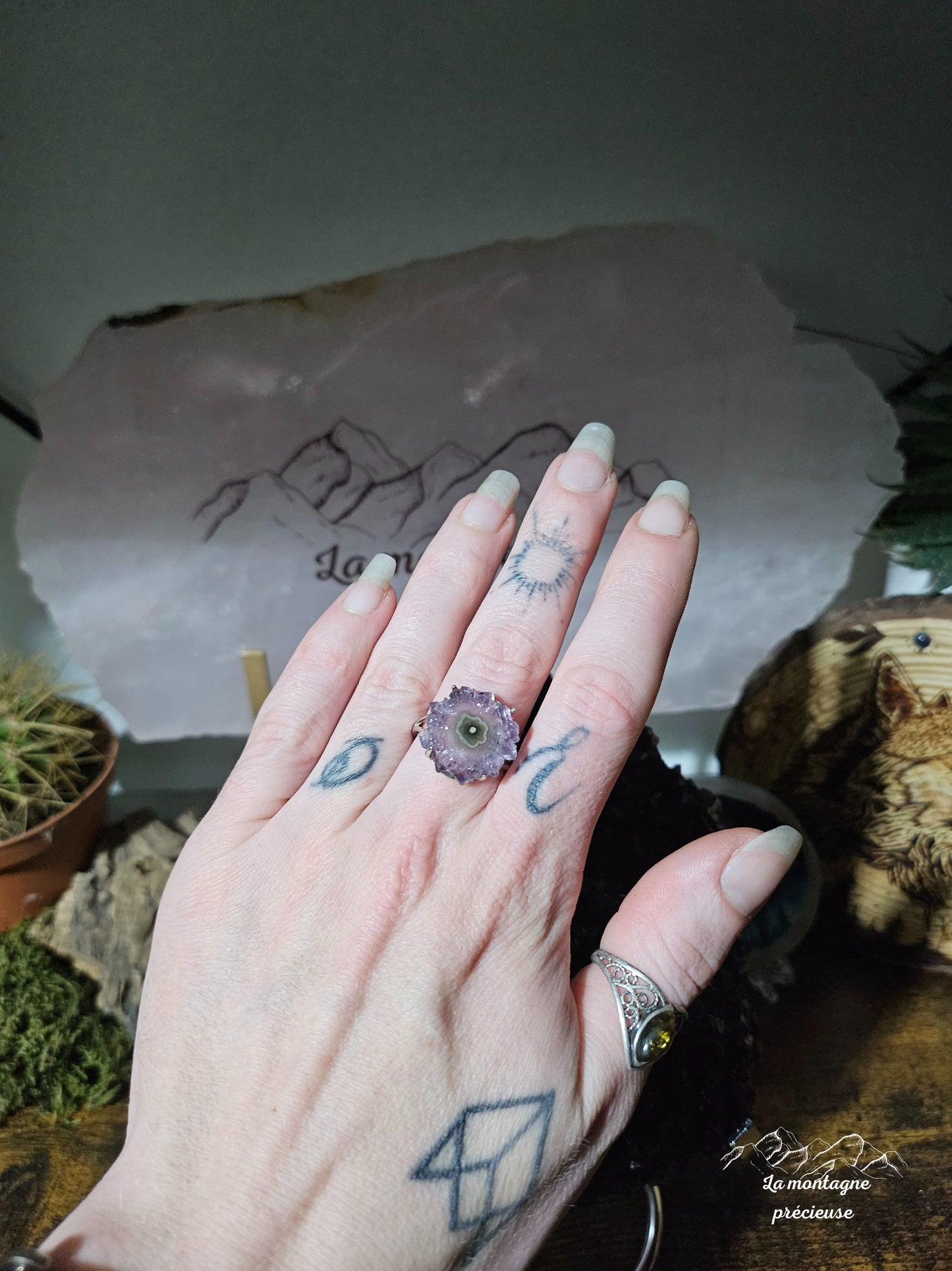 Bague en Améthyste stalactite