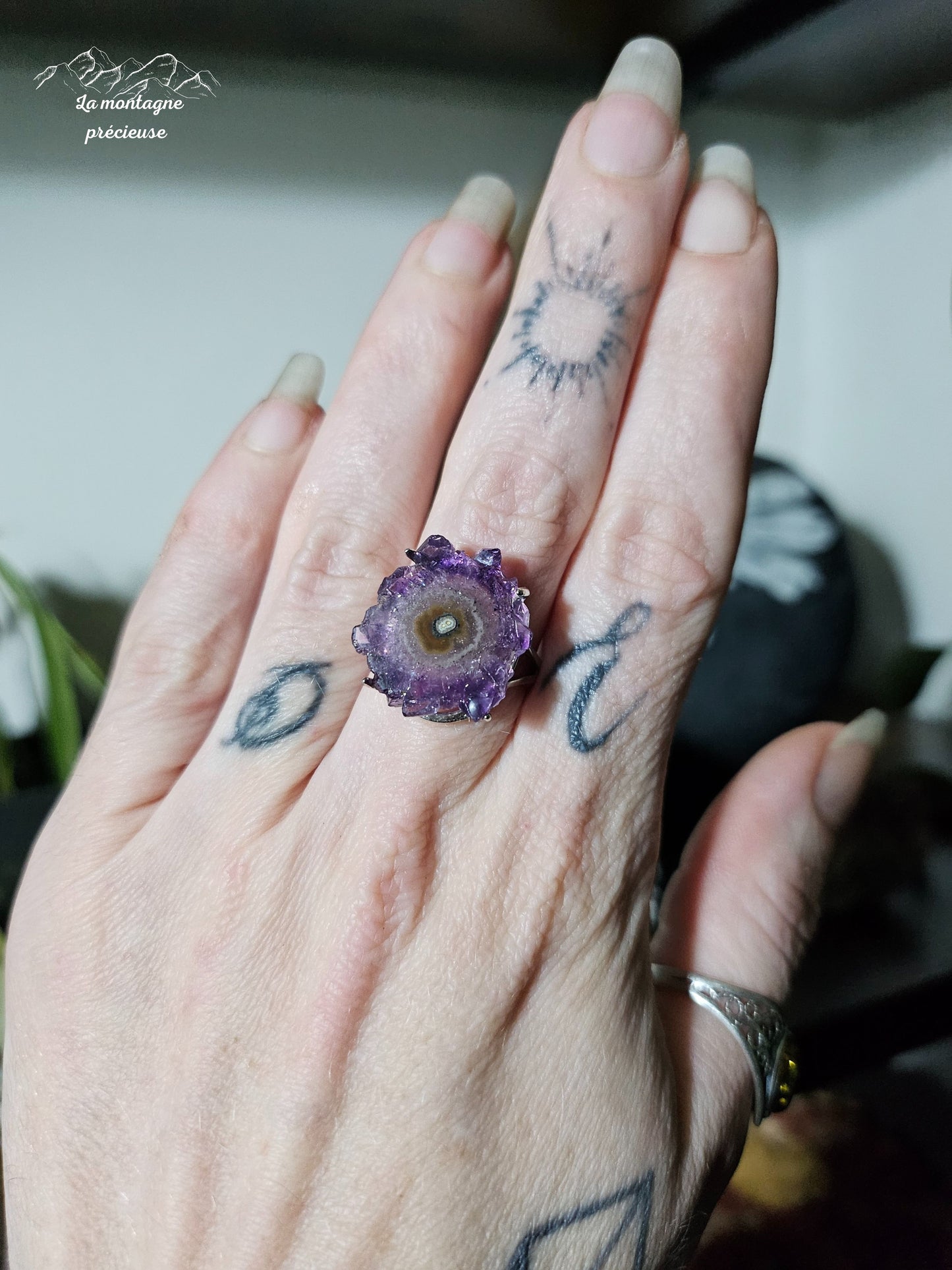 Bague en Améthyste stalactite