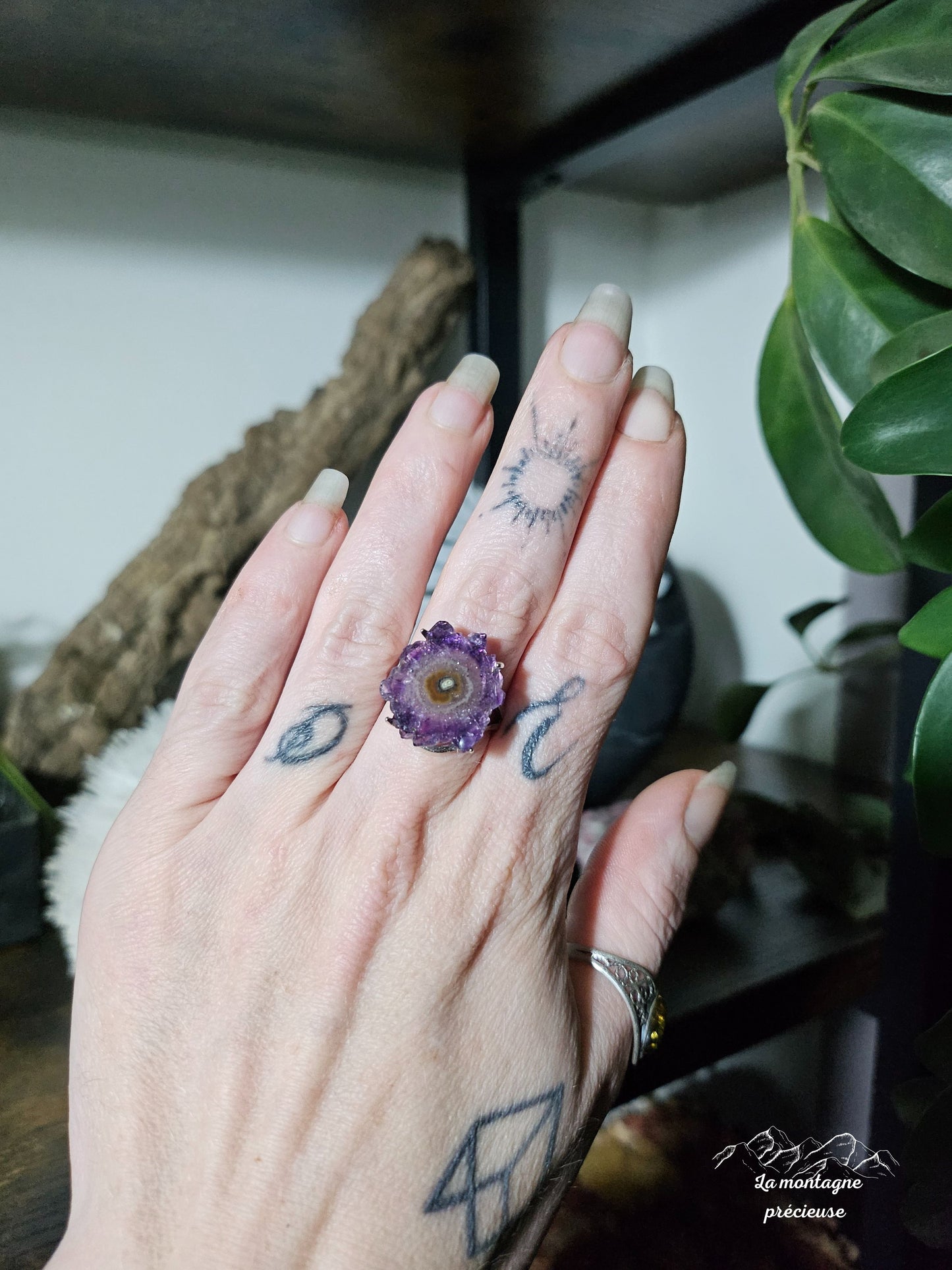 Bague en Améthyste stalactite
