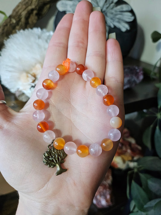 Bracelet en Quartz rose et Cornaline