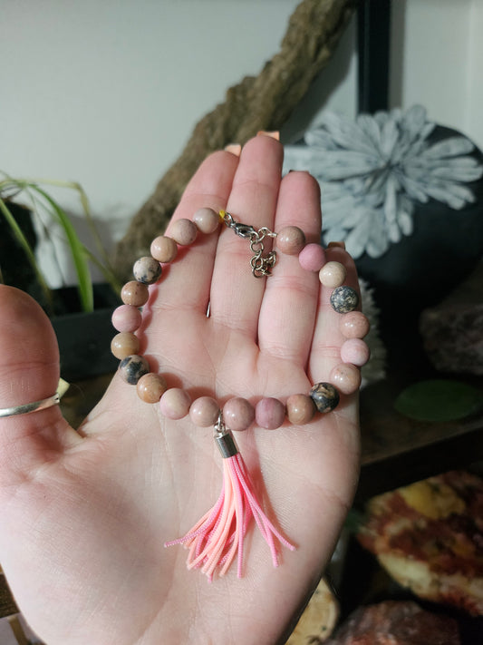 Bracelet en Rhodonite mat