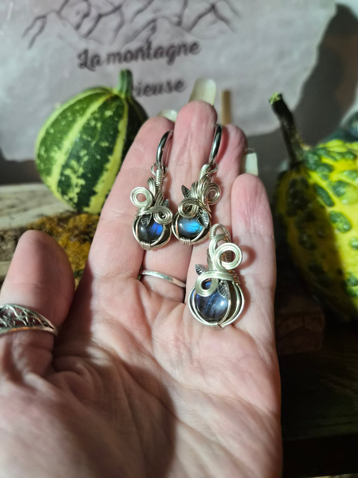 Parrure " Les Citrouilles de Minuit " en labradorite