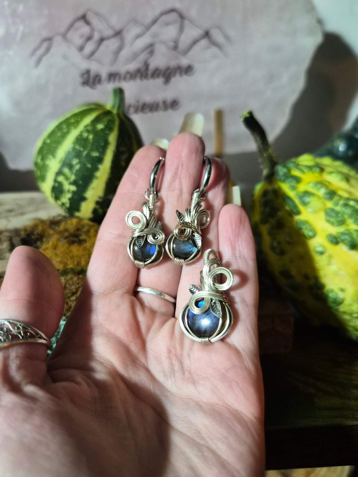 Parrure " Les Citrouilles de Minuit " en labradorite