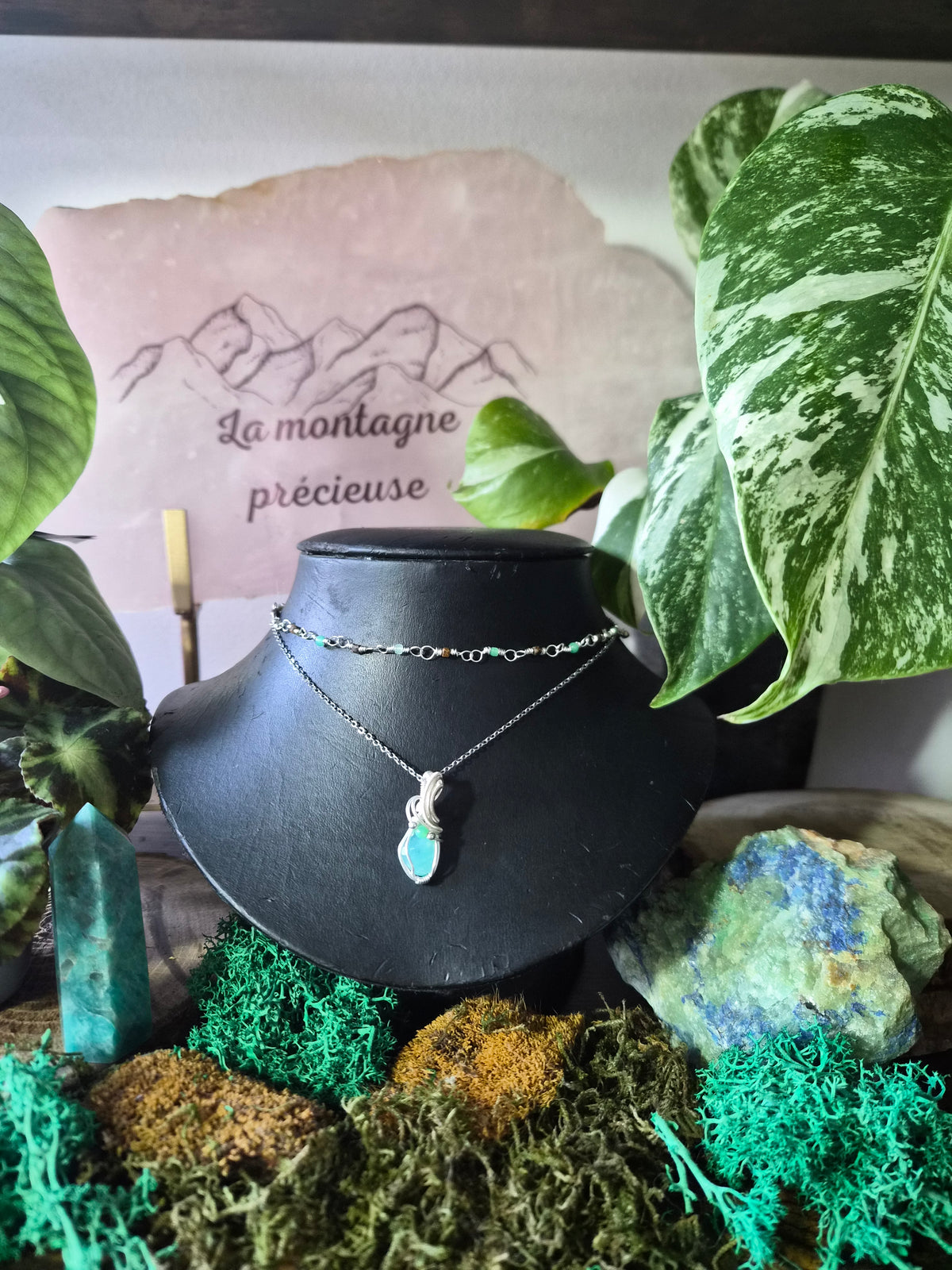 Collier "L'Éveil des Sources" en chrysoprase