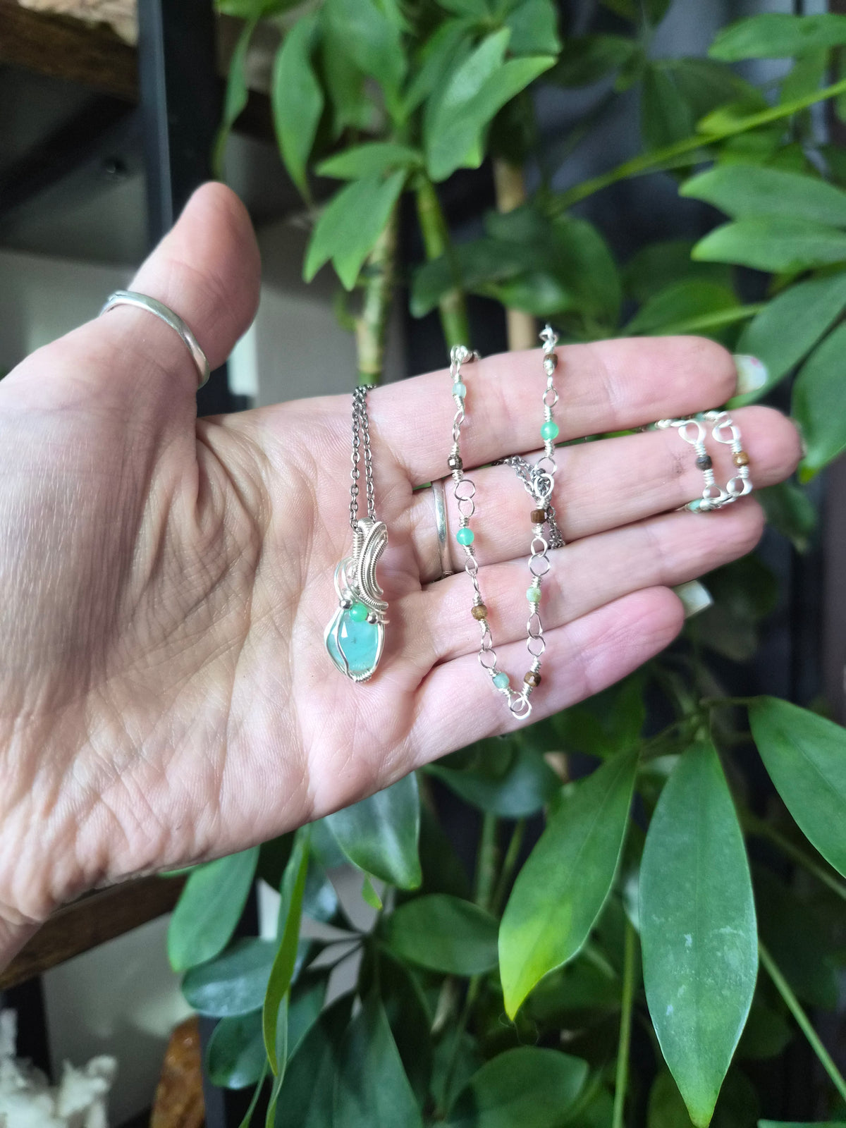 Collier "L'Éveil des Sources" en chrysoprase
