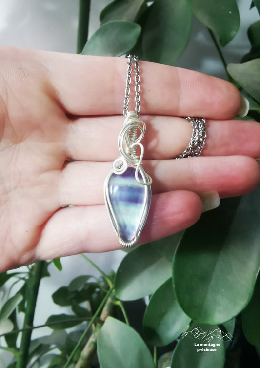 Pendentif en Fluorite et doublet en Nacre