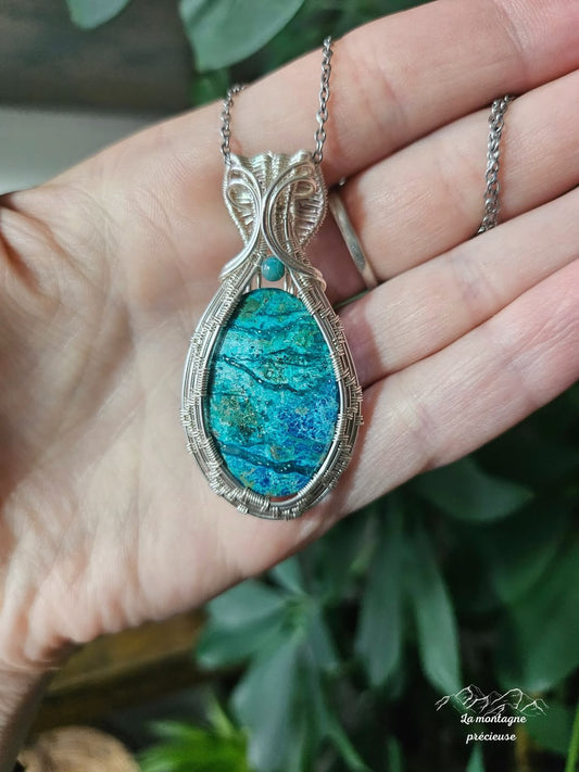 Pendentif en Shattuckite et diopside
