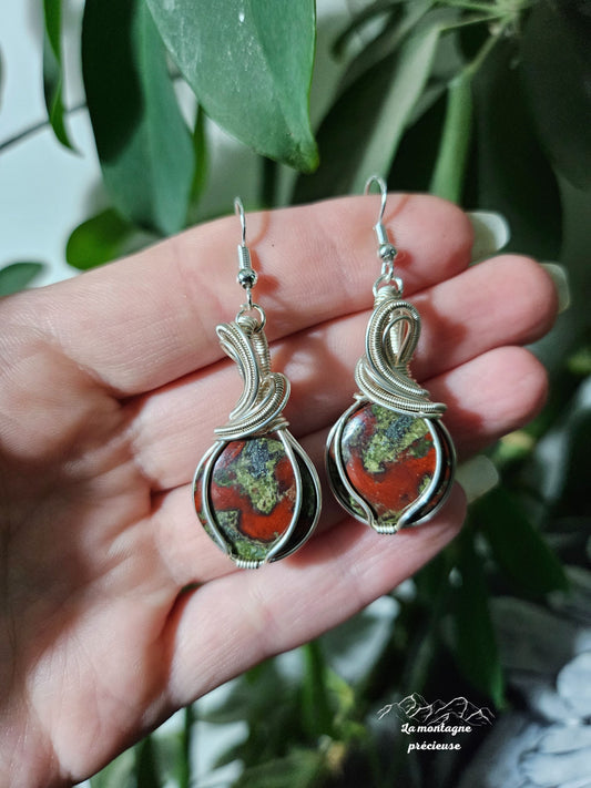 Boucles d'oreilles en unakite