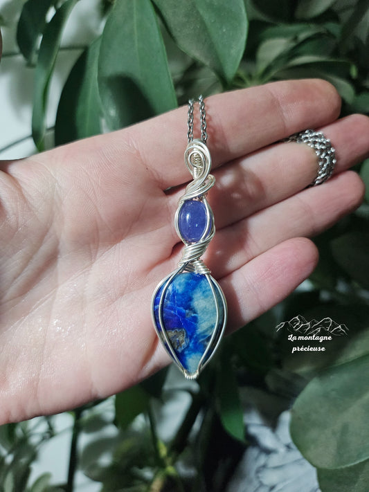 Pendentif en afghanite Mica et tanzanite