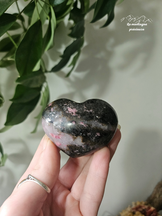 Cœur en Rhodonite et quartz