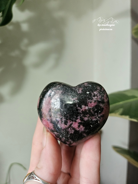 Cœur en Rhodonite et quartz