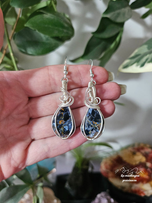 Boucles d'oreilles en pietersite