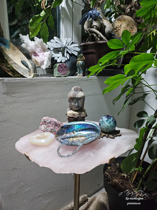 Table en quartz rose