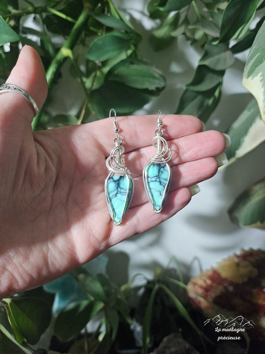 Boucles d'oreilles en Variscite "Black bridge"