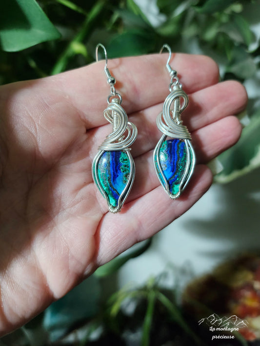 Boucles d'oreilles en Azurite Malachite