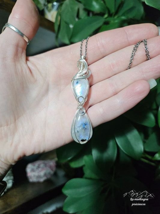 Pendentif en double pierre de lune