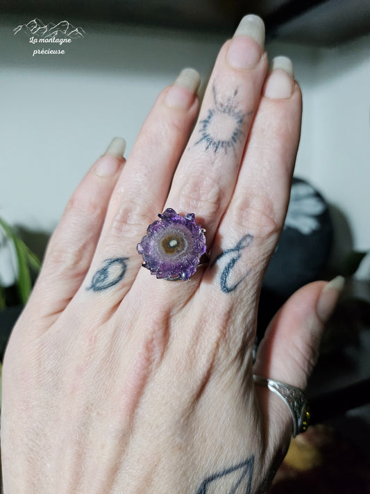 Bague en Améthyste stalactite