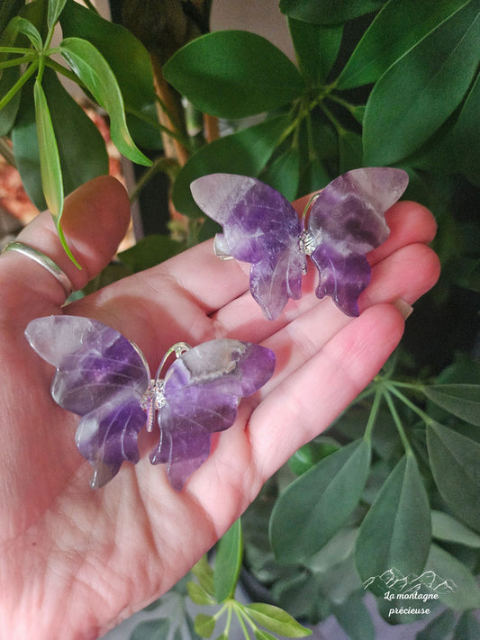 Pince à cheveux papillon améthyste