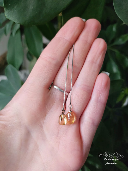 Boucles d'oreilles en citrine forme libre