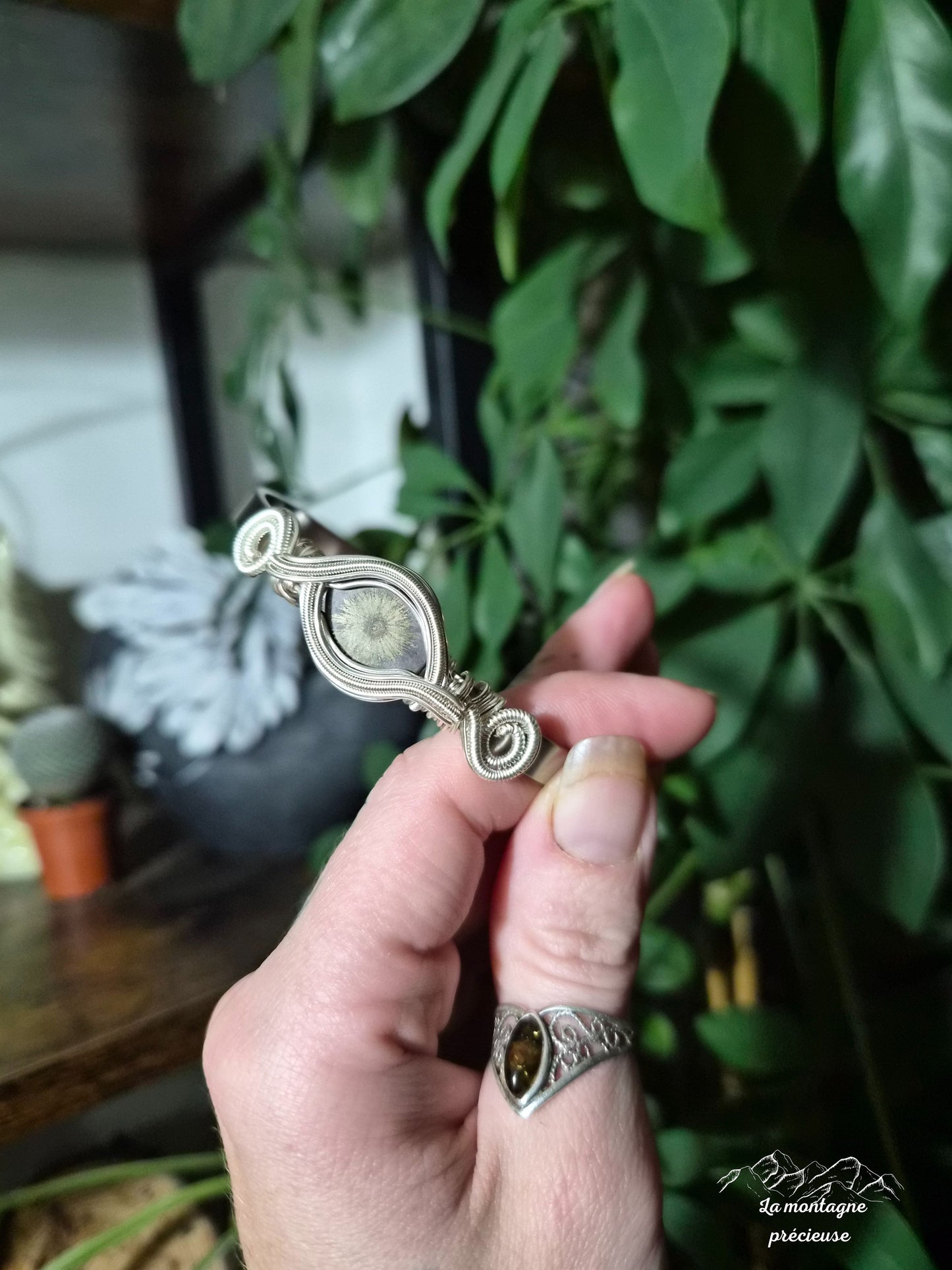 Bracelet jonc fleur de pyrite