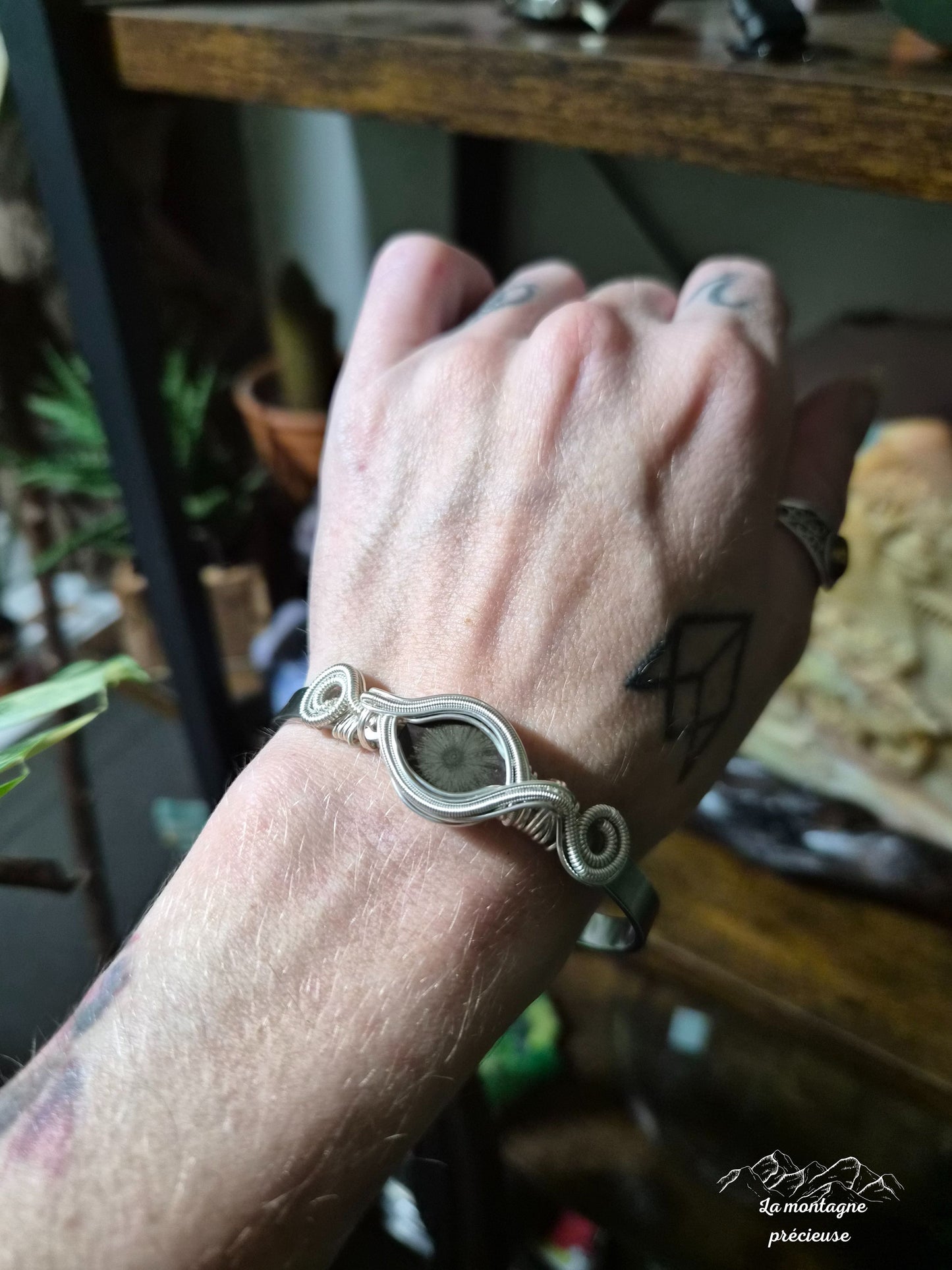 Bracelet jonc fleur de pyrite