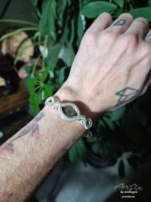 Bracelet jonc fleur de pyrite