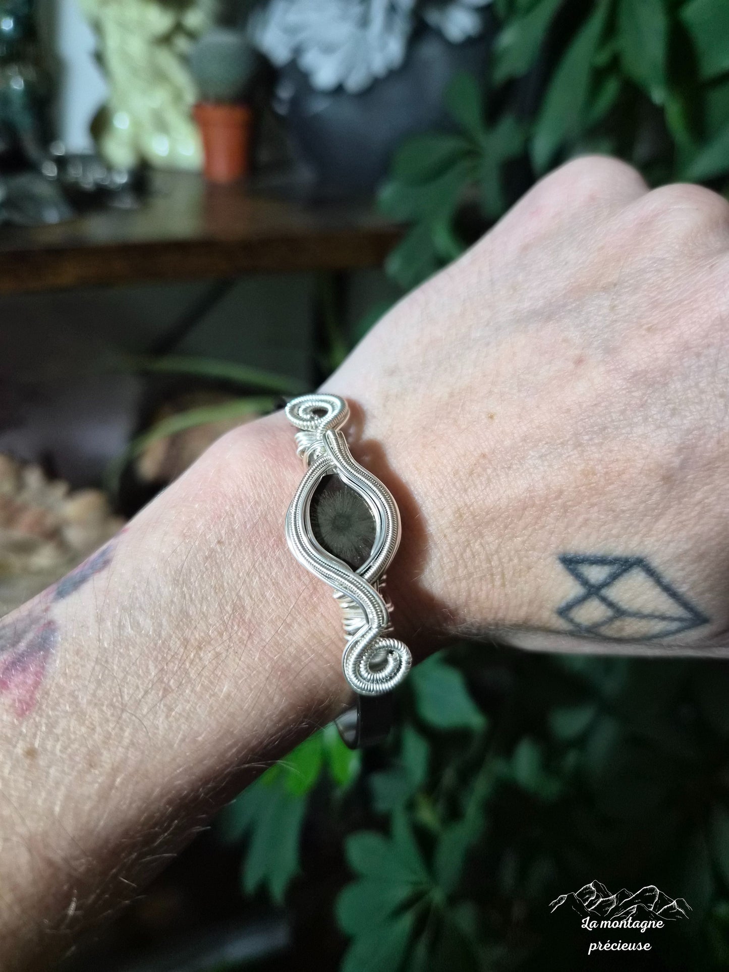 Bracelet jonc fleur de pyrite