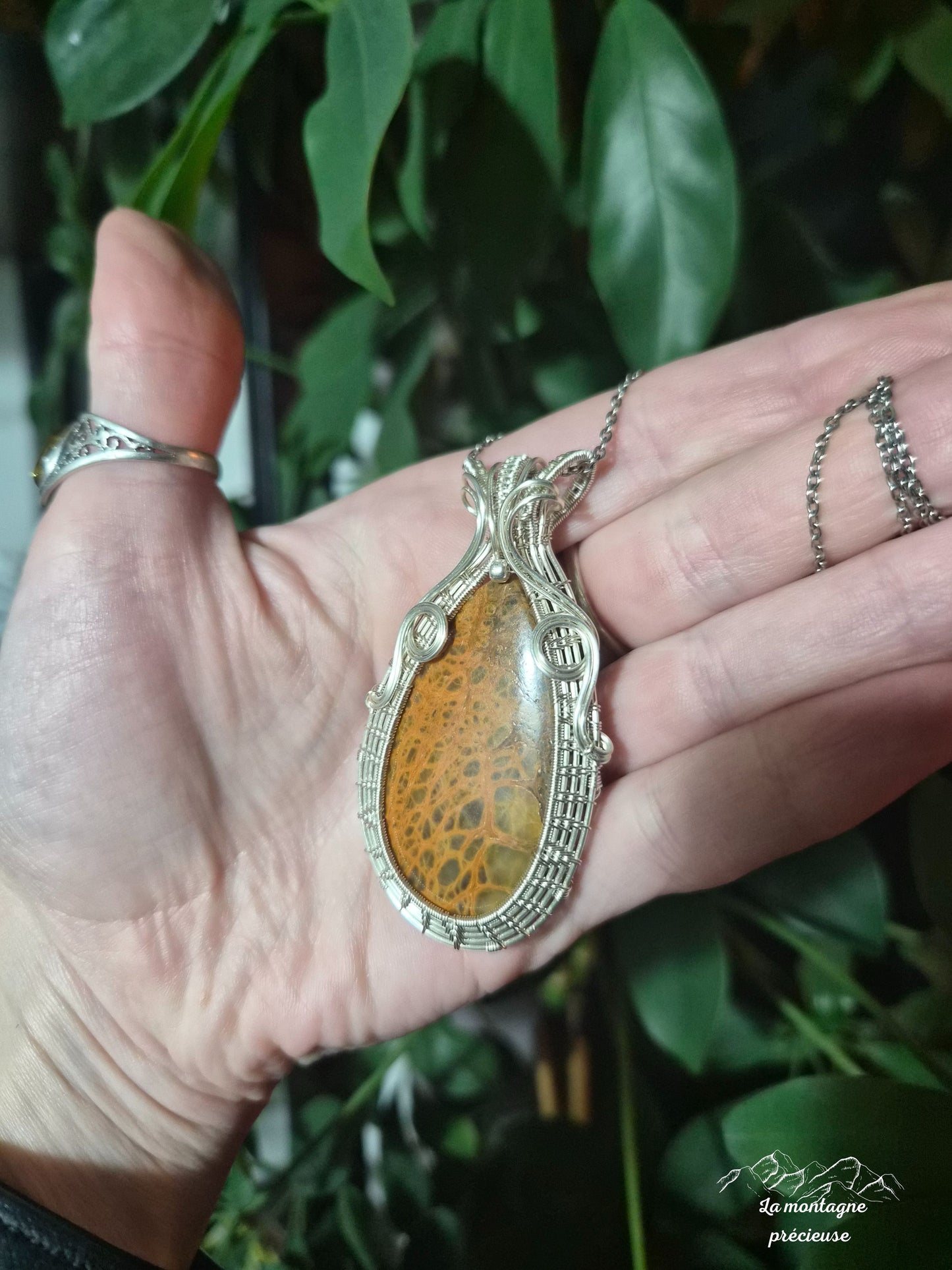 Pendentif en Jaspe spider web