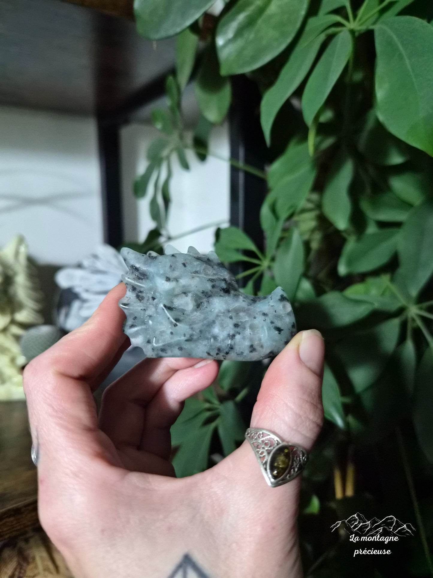 Tête de dragon en Jaspe kiwi