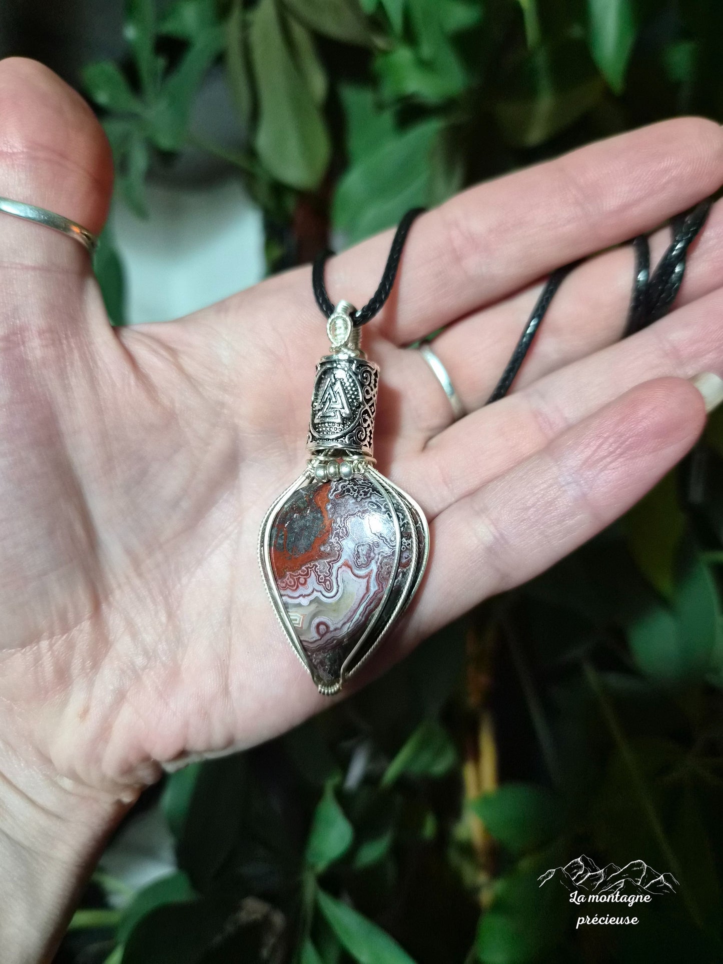 Pendentif " Sceau du destin " en Agate crazy lace