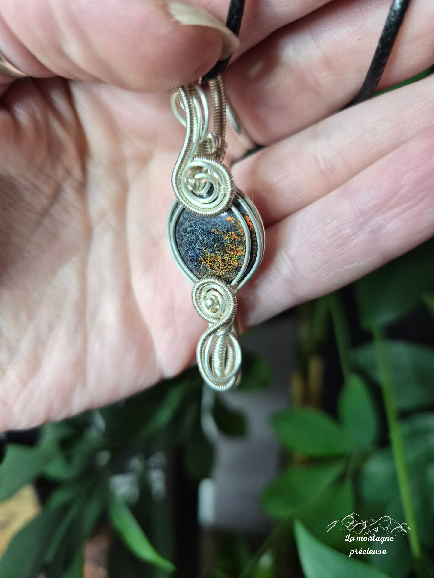 Pendentif réversible en Opale andamooka