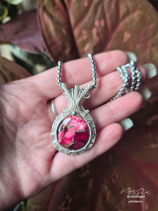 Pendentif "Coeur de braise" en Turquoise Mohave