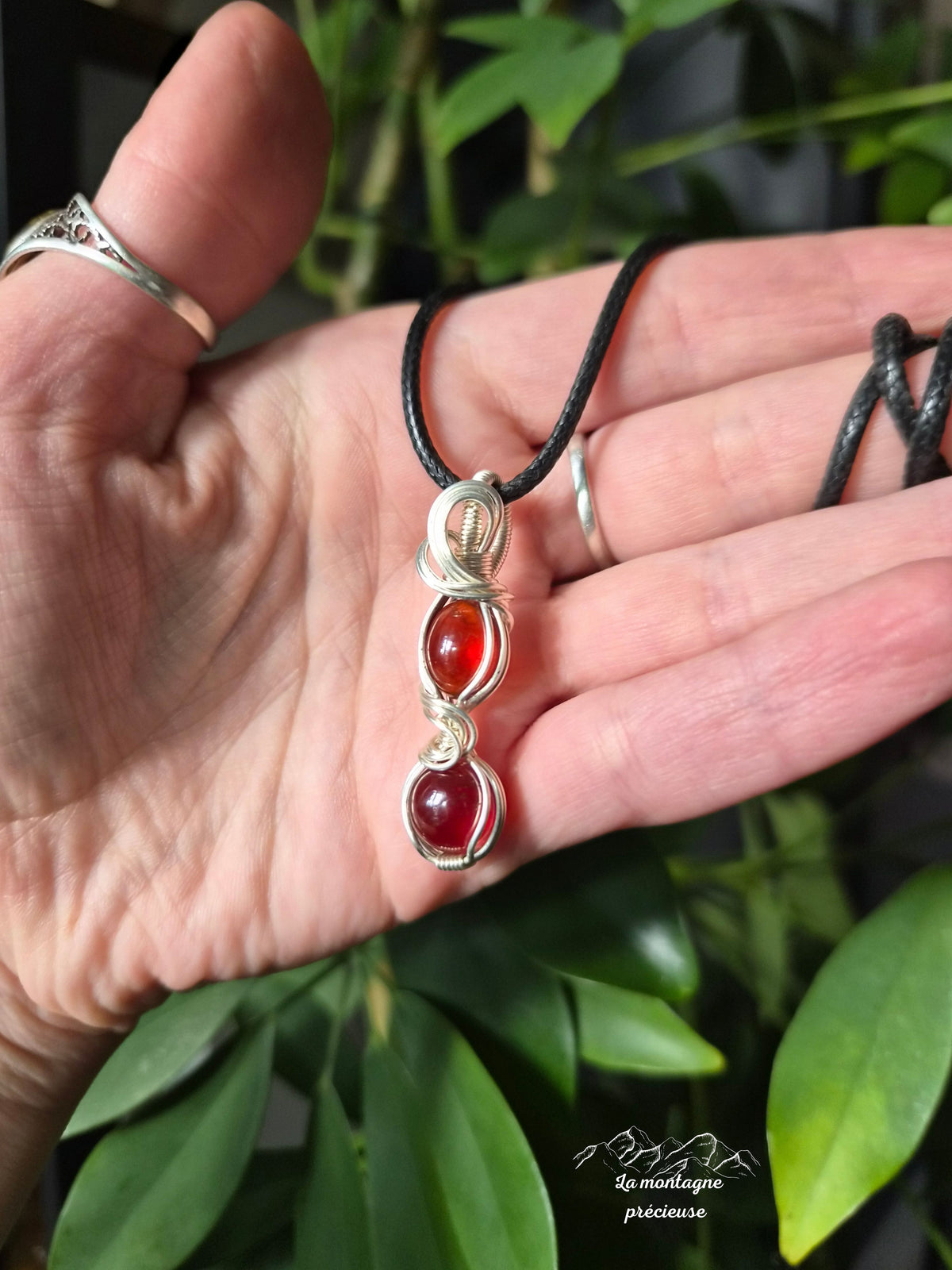 Pendentif " Les Braises du Cœur " en Grenat